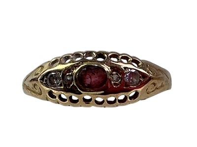 Lot 263 - VICTORIAN RUBY AND DIAMOND RING