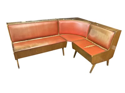 Lot 400 - TEAK FRAMED CORNER SETTEE