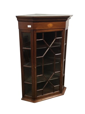 Lot 284 - EDWARDIAN INLAID MAHOGANY CORNER DISPLAY CABINET