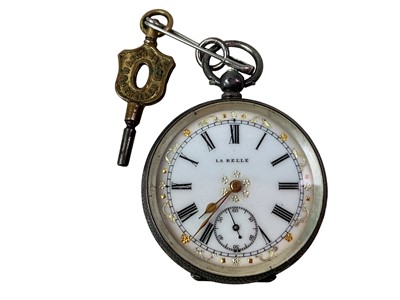 Lot 299 - LADY'S SILVER CASED FOB WATCH