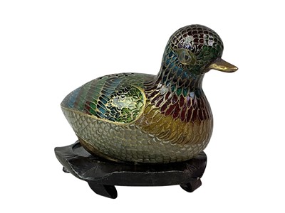 Lot 304 - CHINESE BLOWN GLASS FIGURE OF A DUCK