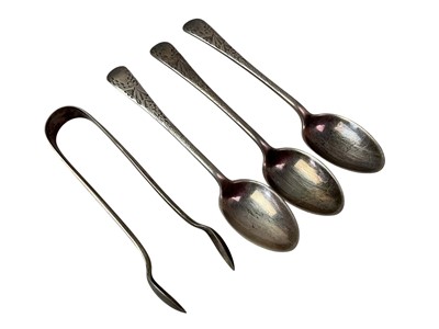 Lot 333 - GROUP OF FIVE SILVER TEASPOONS