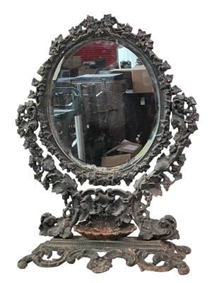 Lot 367 - CAST METAL DESK MIRROR