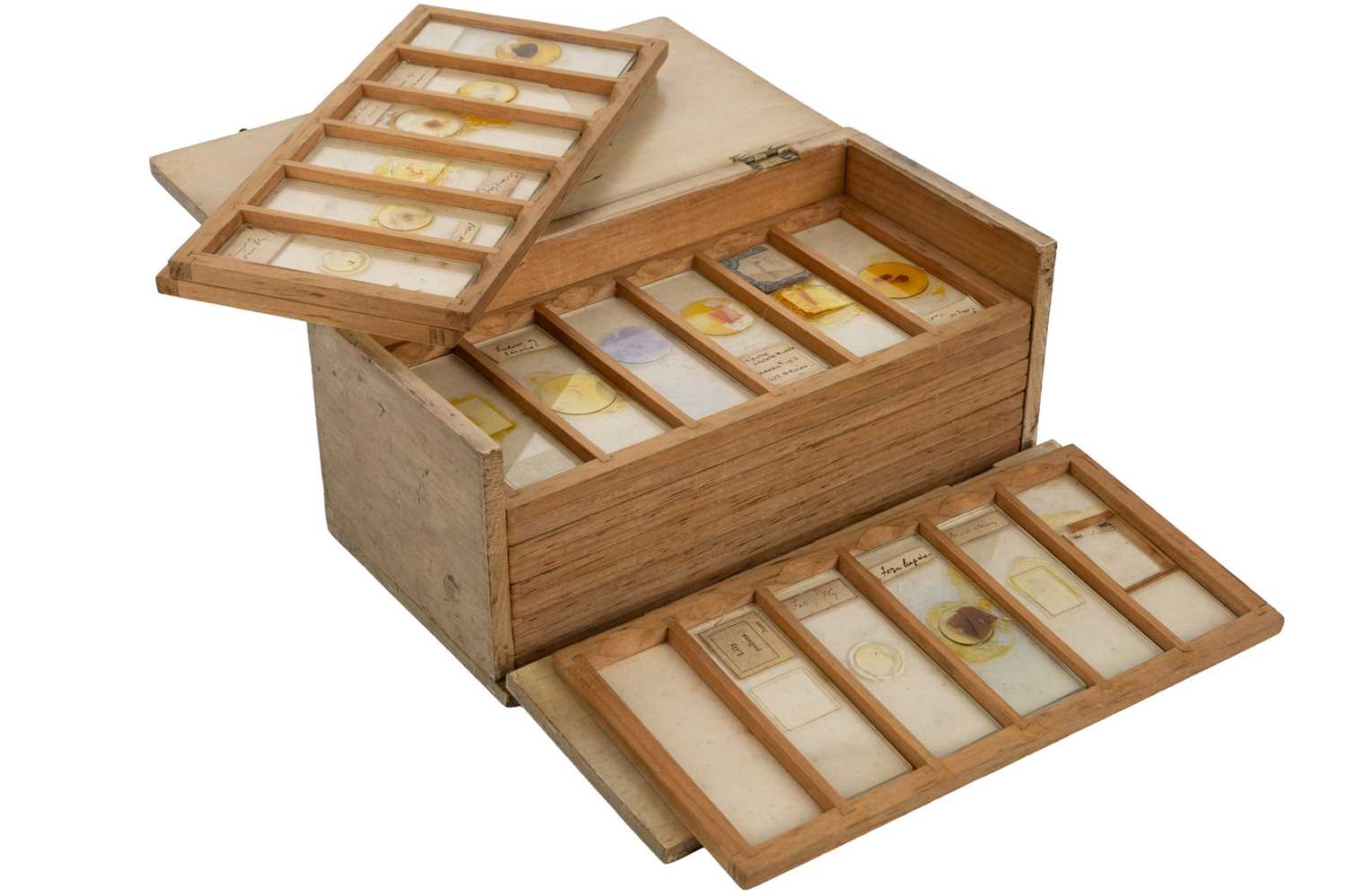 Lot 170 - EDWARDIAN MICROSCOPE SLIDES IN TRAVEL BOX