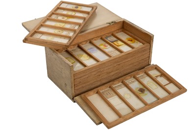 Lot 170 - EDWARDIAN MICROSCOPE SLIDES IN TRAVEL BOX
