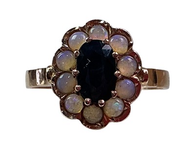 Lot 524 - SAPPHIRE AND OPAL CLUSTER RING