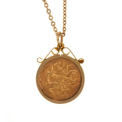 Lot 1 - GEORGE V HALF SOVEREIGN COIN PENDANT