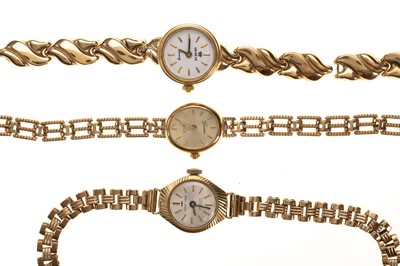 Lot 814 - THREE NINE CARAT GOLD WRIST WATCHES