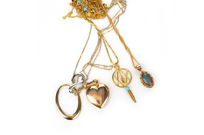 Lot 433 - GROUP OF GOLD PENDANTS ON CHAINS