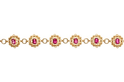 Lot 437 - SYNTHETIC RUBY BRACELET