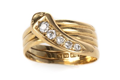 Lot 443 - DIAMOND SERPENT RING