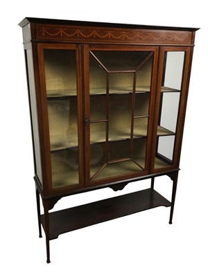 Lot 1320 - EDWARDIAN INLAID MAHOGANY DISPLAY CABINET