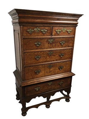 Lot 656 - GEORGIAN WALNUT CHEST ON STAND
