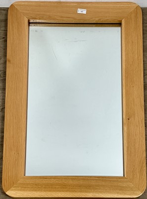 Lot 495 - MODERN OAK FRAMED WALL MIRROR