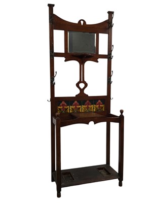 Lot 1345 - OAK ARTS & CRAFTS HALLSTAND
