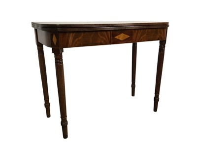Lot 1334 - GEORGE III MAHOGANY TURNOVER CARD TABLE