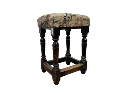 Lot 1347 - VICTORIAN EBONISED OAK STOOL