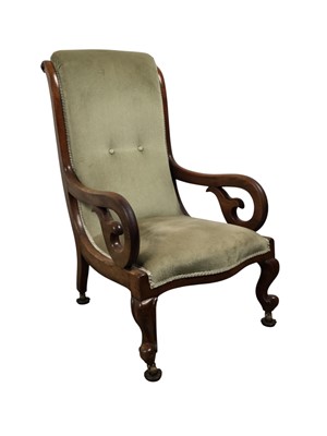 Lot 1336 - VICTORIAN MAHOGANY ARMCHAIR