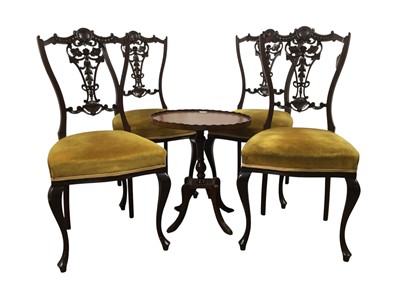 Lot 689 - SET OF FOUR EDWARDIAN DRAWING ROOM CHAIRS