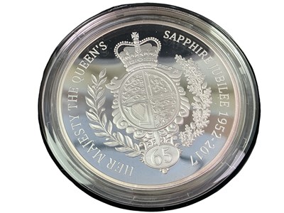 Lot 692 - ELIZABETH II SAPPHIRE JUBILEE COMMEMORATIVE SILVER PROOF COIN