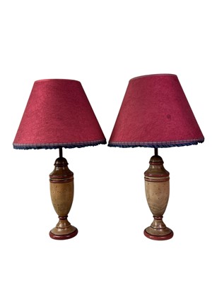 Lot 754 - PAIR OF WALNUT TABLE LAMPS
