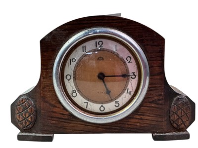 Lot 756 - OAK EIGHT DAY MANTEL CLOCK