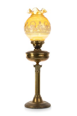 Lot 1360 - LATE VICTORIAN BRASS OIL LAMP