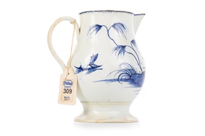 Lot 1374 - ENGLISH BLUE AND WHITE SPARROW BEAK PORCELAIN JUG