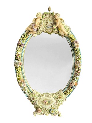 Lot 1435 - MEISSEN/DRESDEN STYLE PORCELAIN MIRROR