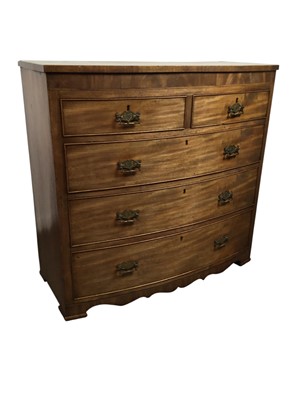 Lot 1394 - VICTORIAN MAHOGANY BOWFRONTED CHEST OF DRAWERS