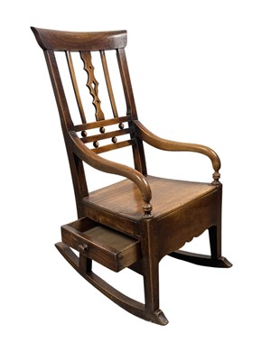 Lot 806 - VICTORIAN OAK ROCKING CHAIR