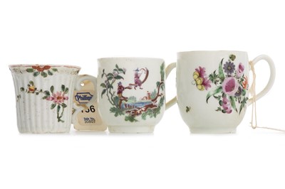 Lot 1409 - GROUP OF THREE ENGLISH PORCELAIN COFFEE CUPS