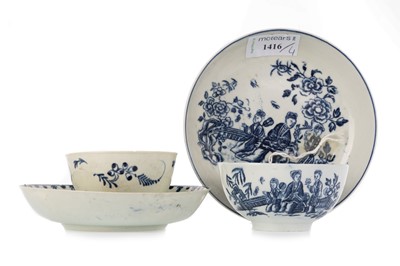 Lot 1416 - TWO LIVERPOOL PORCELAIN TEA BOWLS AND SAUCERS