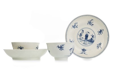 Lot 1417 - TWO PAIRS OF ENGLISH PORCELAIN TEA BOWLS AND SAUCERS