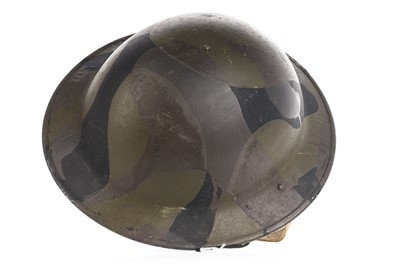 Lot 32 - BRITISH HOME FRONT CAMOUFLAGED MESSENGER HELMET BY BMB