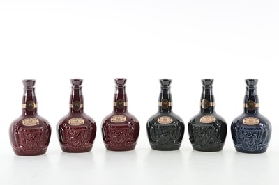Lot 252 - 6 CHIVAS ROYAL SALUTE 21 YEAR OLD MINIATURE DECANTERS