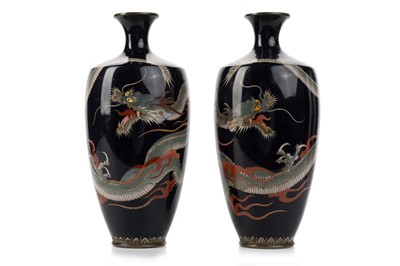 Lot 1447 - PAIR OF JAPANESE CLOISONNE VASES