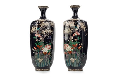 Lot 1452 - PAIR OF JAPANESE CLOISONNE VASES