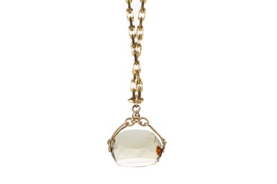 Lot 438 - CITRINE SWIVEL FOB ON CHAIN