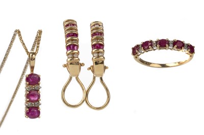 Lot 456 - GROUP OF RUBY AND DIAMOND JEWELLERY