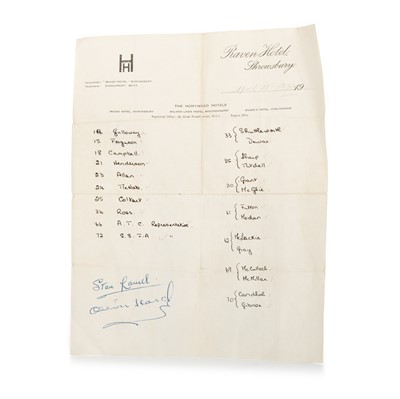 Lot 525 - STAN LAUREL AND OLIVER HARDY SIGNED SHEET
