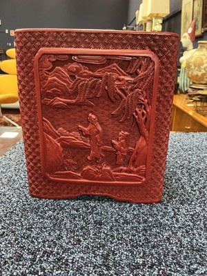 Lot 1453 - CHINESE CINNABAR LACQUER PLANTER