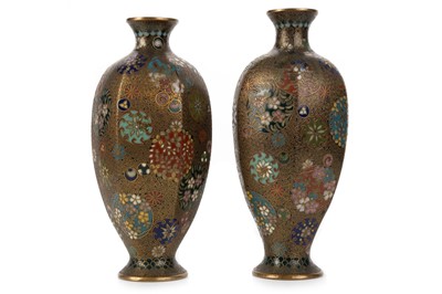 Lot 1454 - PAIR OF JAPANESE CLOISONNE VASES
