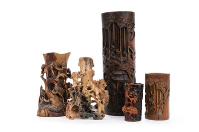 Lot 1459 - LARGE CHINESE BAMBOO BRUSH POT