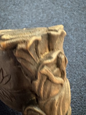 Lot 1460 - CHINESE CARVED BAMBOO INKWELL