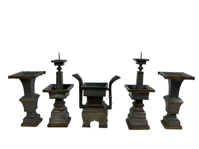 Lot 1463 - CHINESE PAKTONG ALTAR GARNITURE