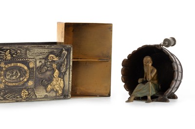 Lot 1467 - UNUSUAL JAPANESE BRASS STAMP BOX
