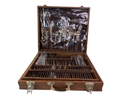 Lot 217 - CANTEEN OF BRASS AND TEAK CUTLERY