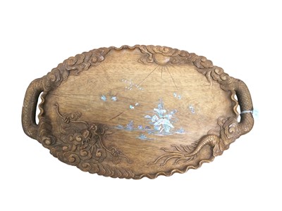 Lot 1478 - CHINESE HARDWOOD TRAY