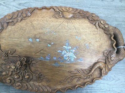 Lot 1478 - CHINESE HARDWOOD TRAY